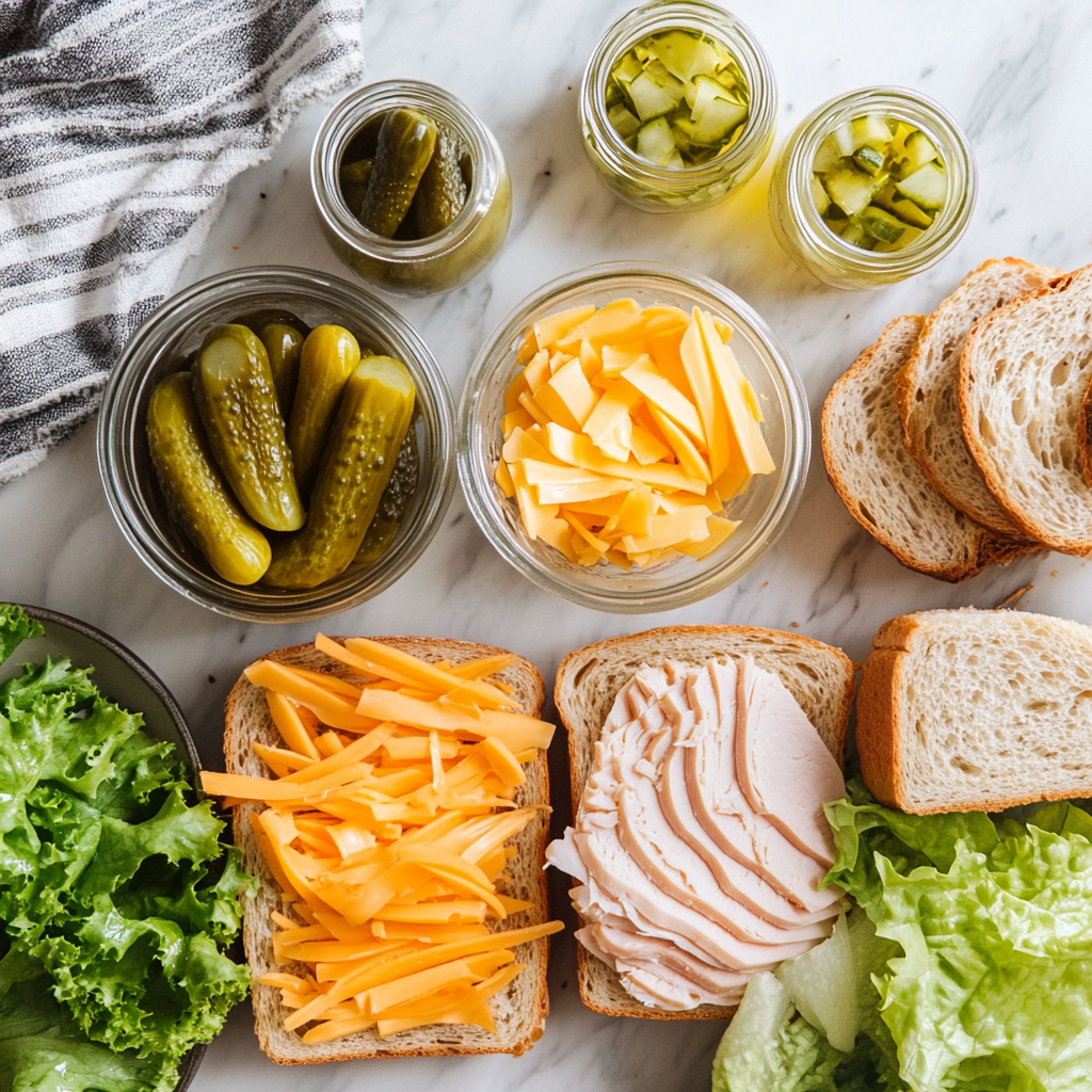 ingredients for making a pickle sandwich