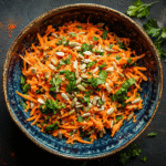 best raw carrot salad recipe in a rustic bowl