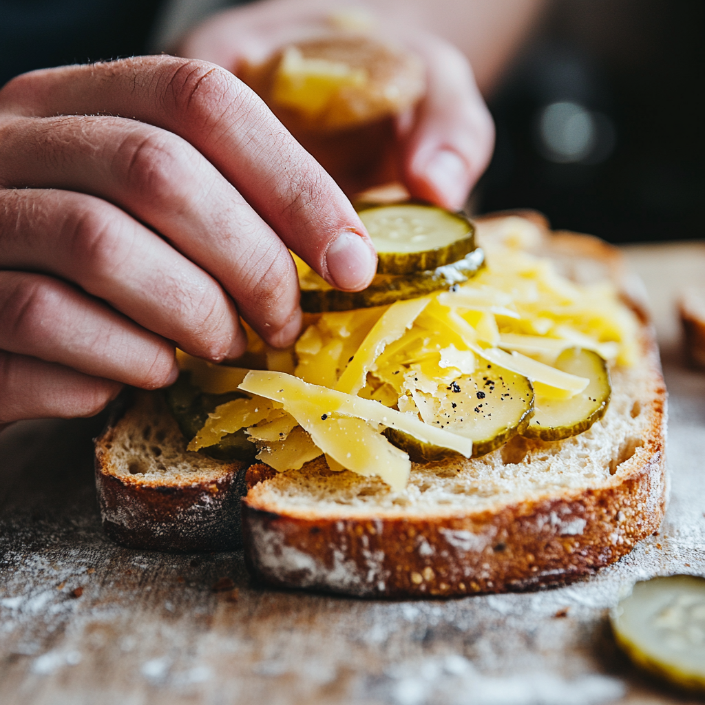 Making a British pickle sandwich step by step