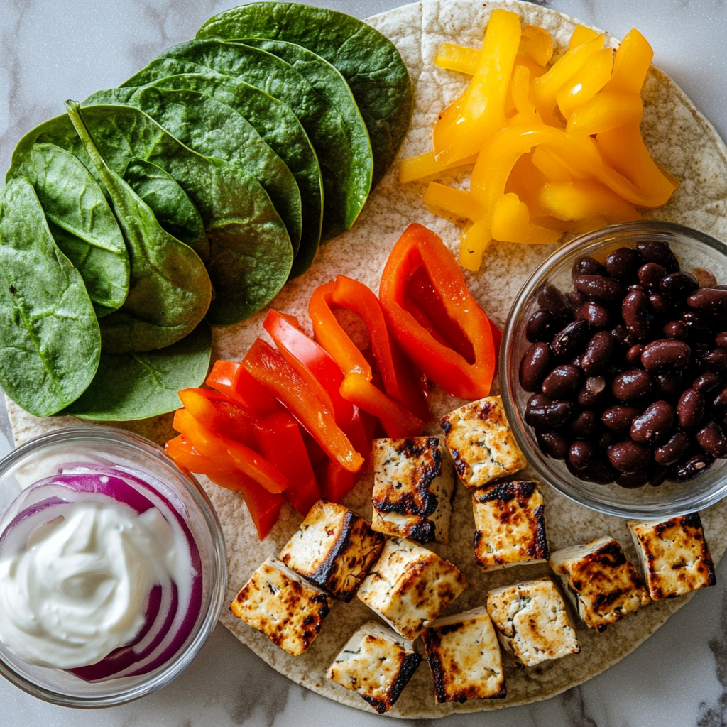 High-protein wrap ingredients on counter