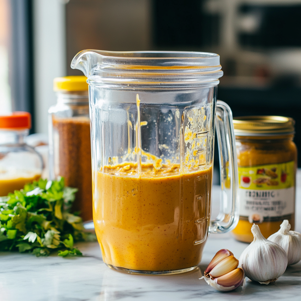 Chipotle dressing blended for southwest dense bean salad