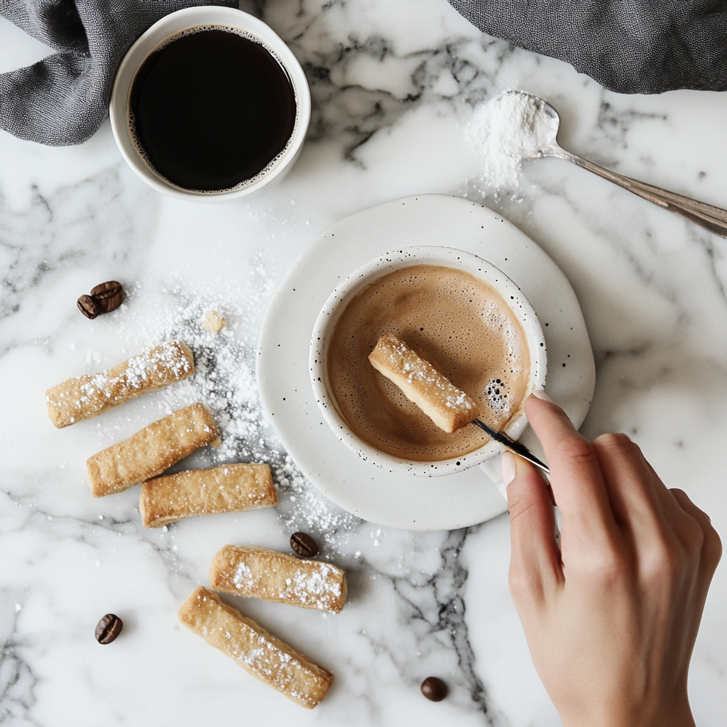 Dipping ladyfingers in coffee