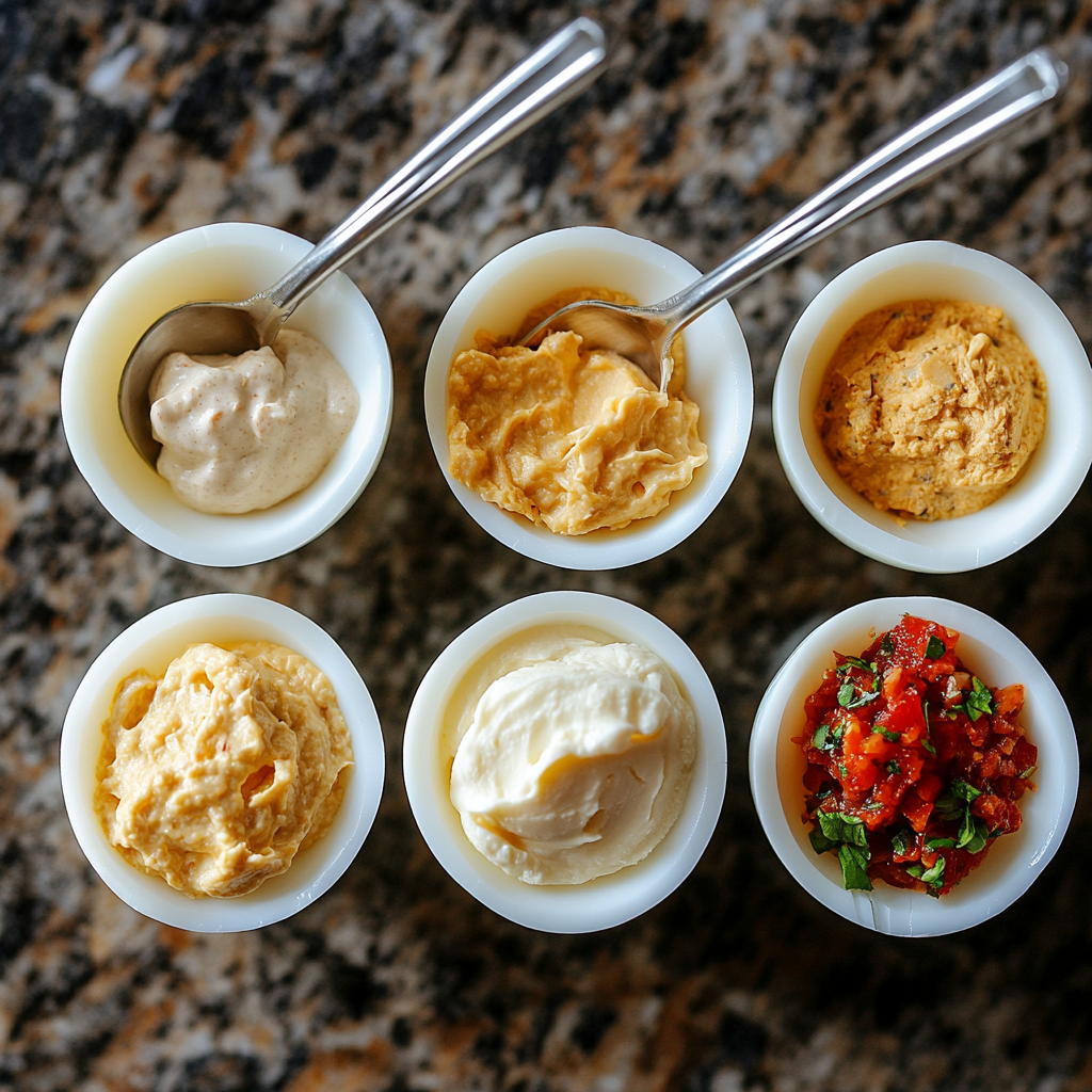 Deviled egg fillings for egg flight
