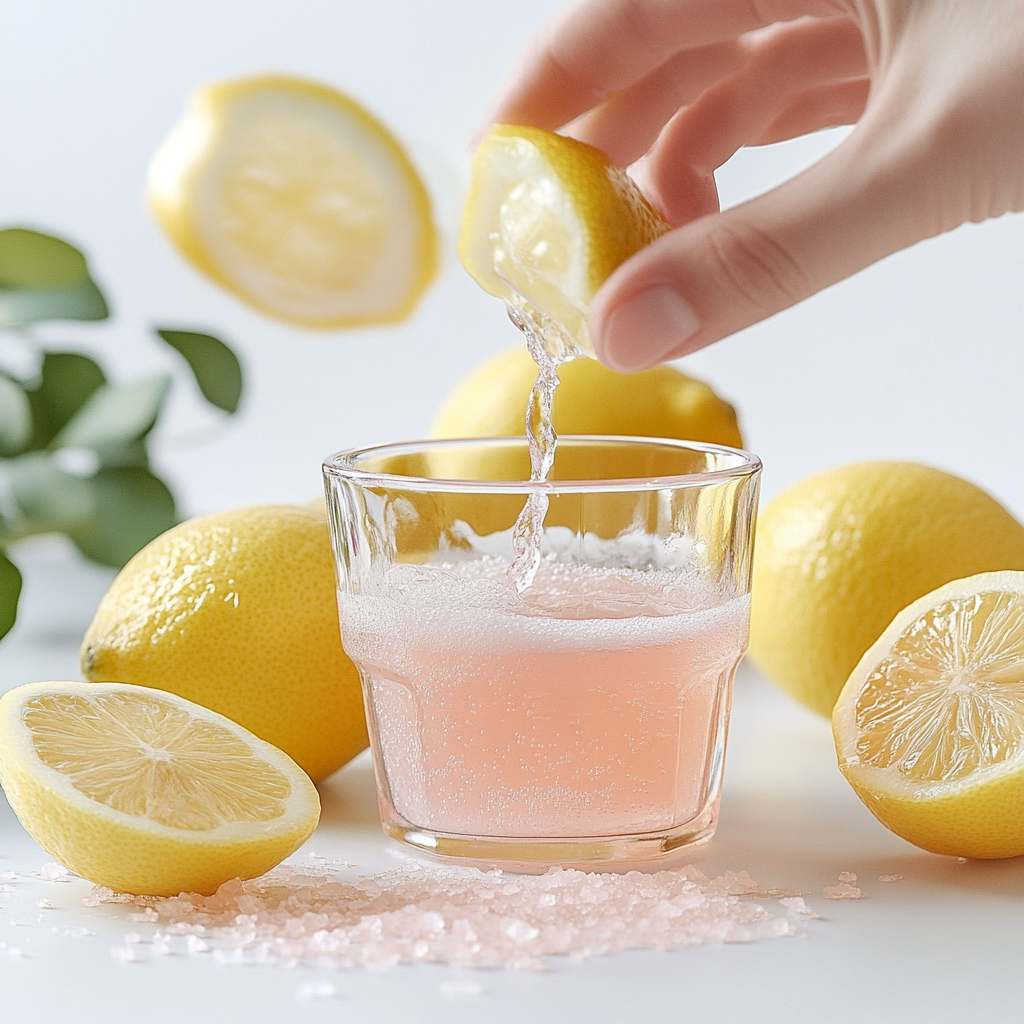 lemon juice in pink salt detox water