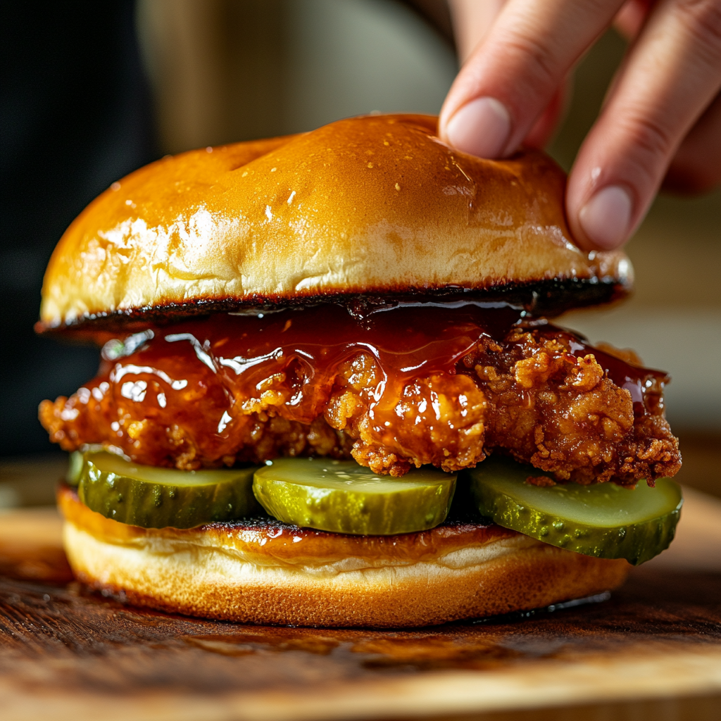 assembling pickle glaze chicken sandwich Popeyes copycat