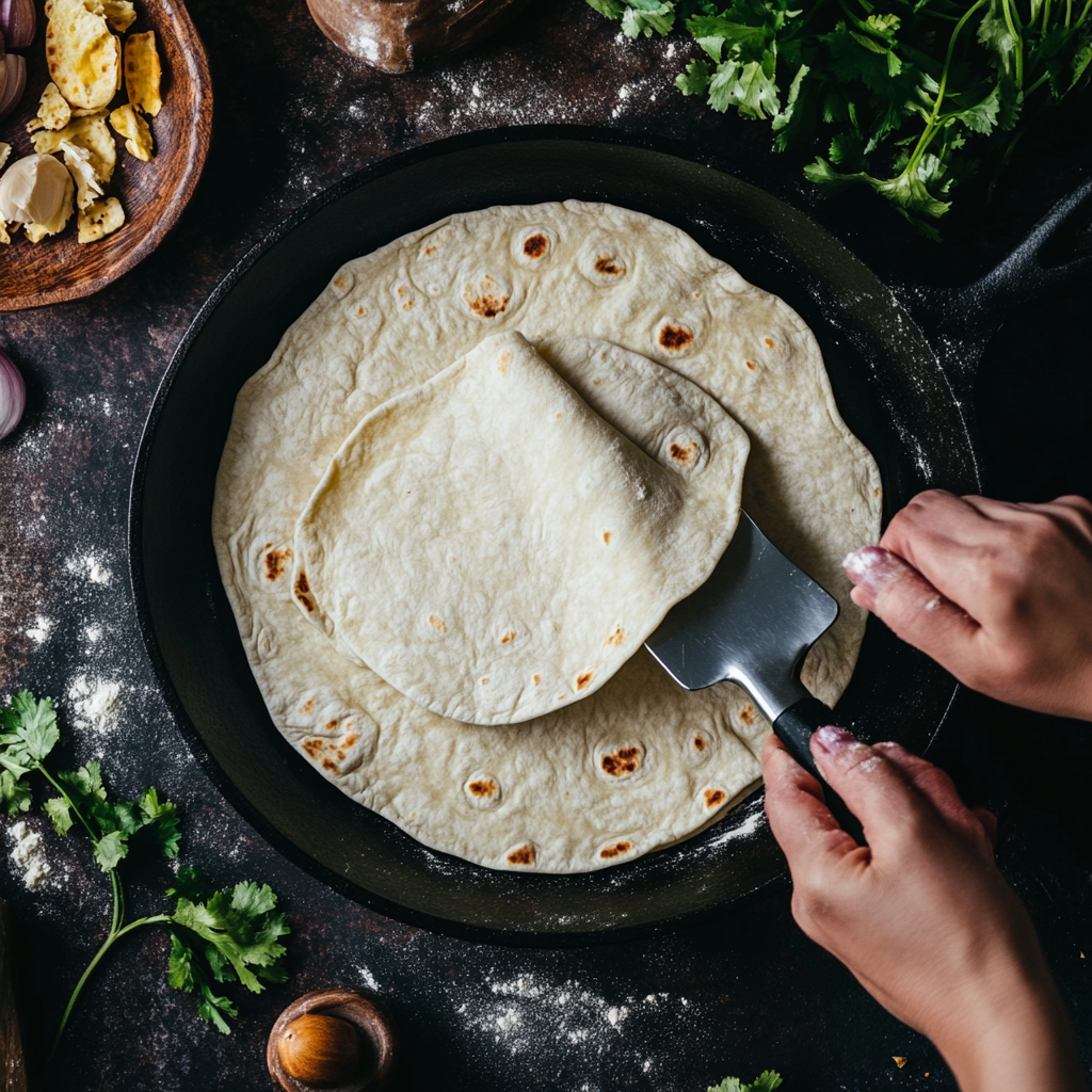Cooking homemade high protein tortilla