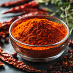 sweet paprika powder and peppers