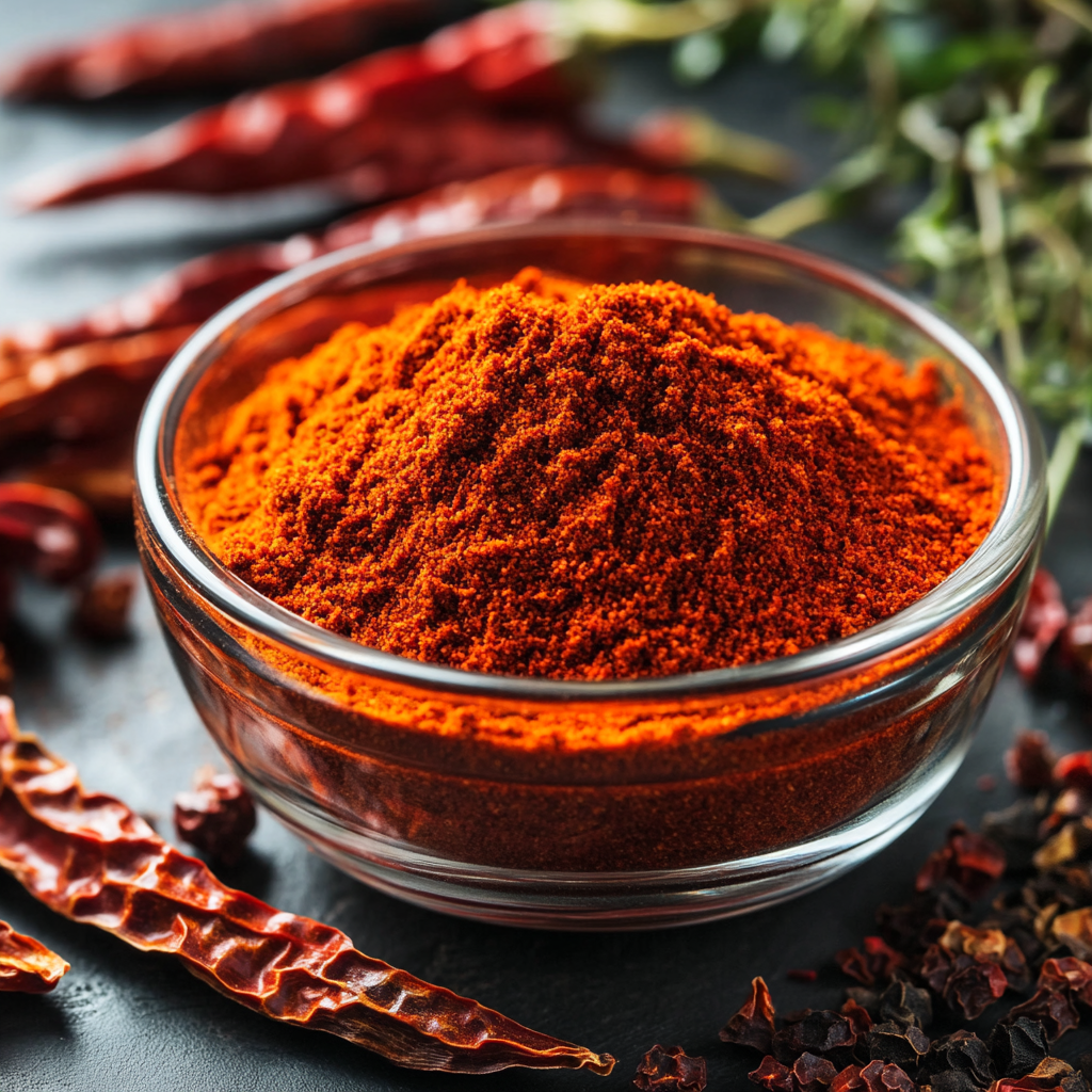 sweet paprika powder and peppers